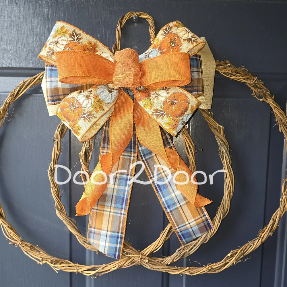 Orange and Plaid Pumpkin Wreath